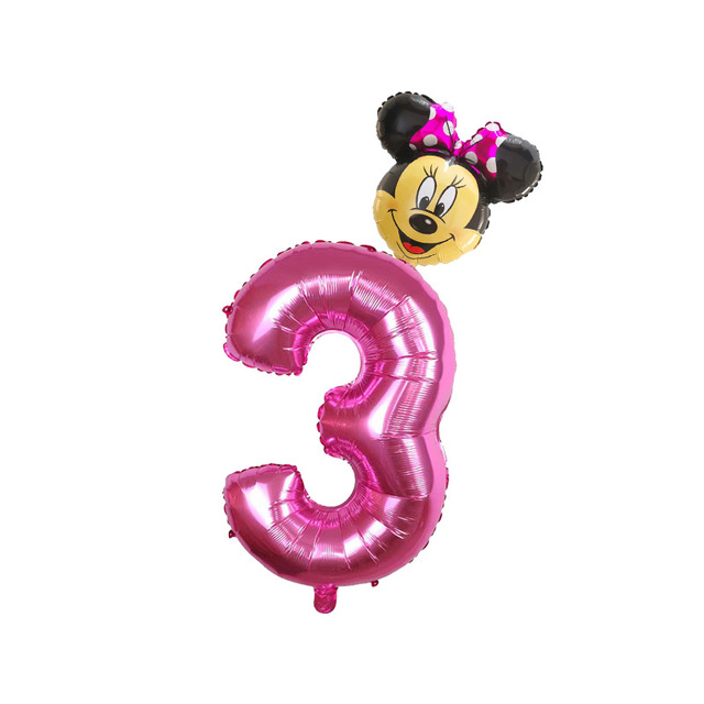 Balon foliowy Mickey Minnie 30 cal różowy niebieski z cyframi 1 2 3 4 dla dzieci chłopców dziewcząt urodziny dekoracje - Wianko - 6