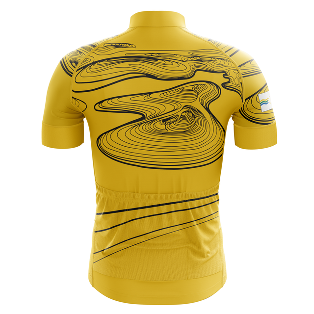 Męska koszulka rowerowa HIRBGOD z krótkim rękawem, złoty wzór topografii, idealna na jazdę rowerem i inne aktywności outdoorowe - Wianko - 5