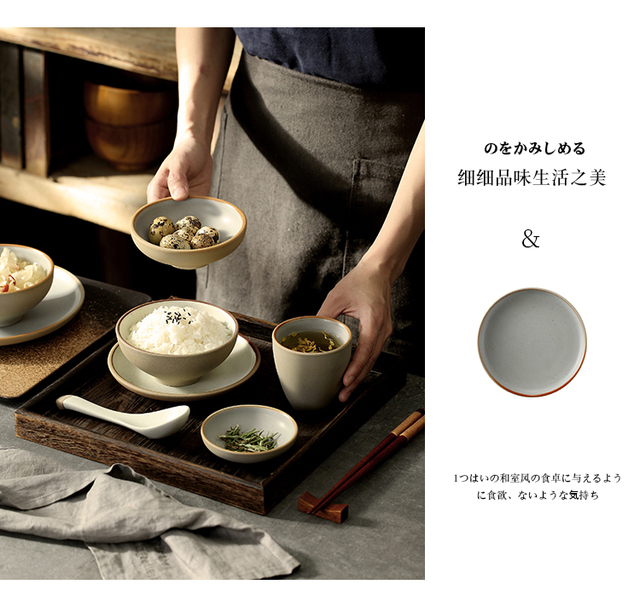 Prosty nowoczesny zestaw talerzy japońskiego stylu - jednokolorowe zastawy porcelanowe, miska na zupę, zestaw obiadowy, sztućce (DJ60PS) - Wianko - 15