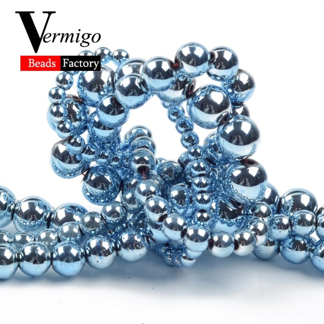 Kamień naturalny - Niebieskie hematyt koraliki mineralne do biżuterii - 3, 4, 6, 8, 10 mm, okrągłe koraliki dystansowe DIY - 15 cali - Wianko - 23