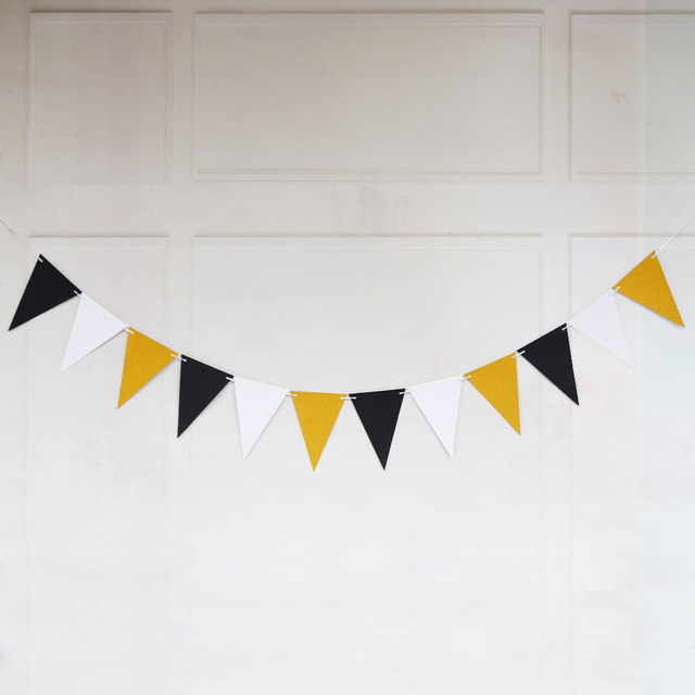 Złoto-różowy i biało-czarny Banner trznadel proporczyk Garland na Baby Shower i wieczór panieński - dekoracje na przyjęcie z okazji pierwszych urodzin i tło do zdjęć - Wianko - 3