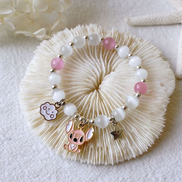 Bransoletka elastyczna Opal kryształowa z ręcznie wykonanej stali, idealna jako słodka ozdoba dla kobiet # XN211 - Wianko - 7
