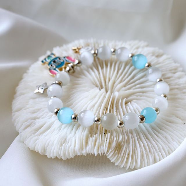 Bransoletka elastyczna Opal kryształowa z ręcznie wykonanej stali, idealna jako słodka ozdoba dla kobiet # XN211 - Wianko - 5