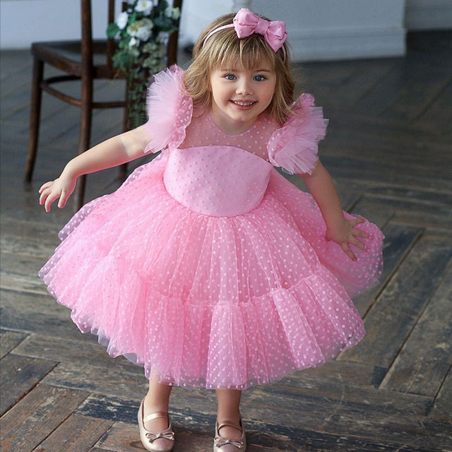 Sukienka urodzinowa dziecięca jesień 4-10 lat w kolorze różowym - 2021 odzież na przyjęcia - Wianko - 13