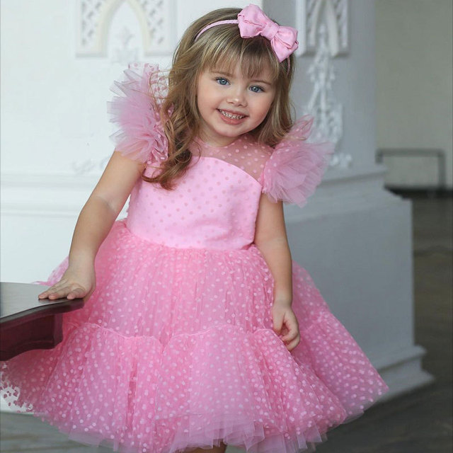 Sukienka urodzinowa dziecięca jesień 4-10 lat w kolorze różowym - 2021 odzież na przyjęcia - Wianko - 14