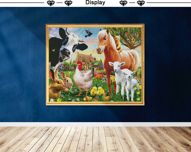 Zestaw do malowania diamentowego zwierzęta gospodarstwo bydło kwiat krowa, różne kształty i mozaiki diamentowego haftu - home decor - Wianko - 1