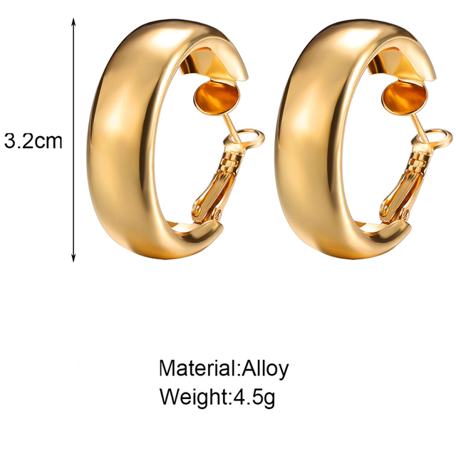 17KM Minimalistyczne złote kolczyki w kształcie koła Hoop dla kobiet - dodatek 2021, biżuteria na ślub i prezenty - Wianko - 14