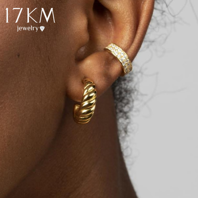 17KM Minimalistyczne złote kolczyki w kształcie koła Hoop dla kobiet - dodatek 2021, biżuteria na ślub i prezenty - Wianko - 1