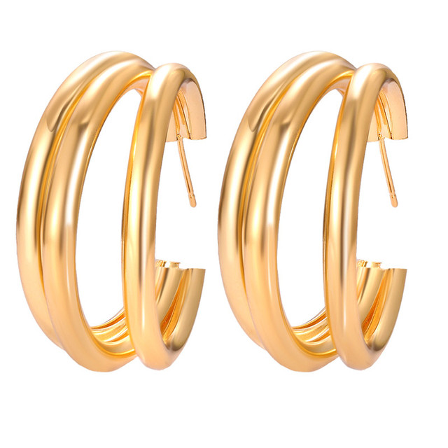 17KM Minimalistyczne złote kolczyki w kształcie koła Hoop dla kobiet - dodatek 2021, biżuteria na ślub i prezenty - Wianko - 19