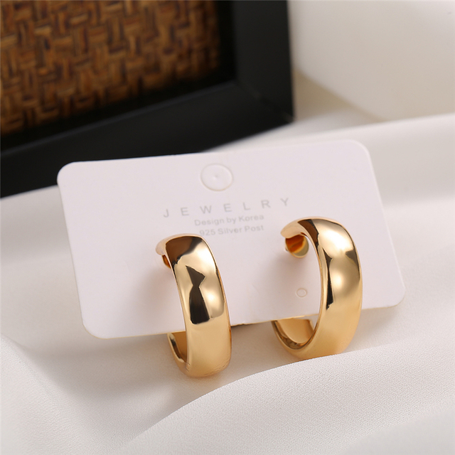 17KM Minimalistyczne złote kolczyki w kształcie koła Hoop dla kobiet - dodatek 2021, biżuteria na ślub i prezenty - Wianko - 15