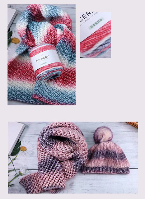 Bawełniana wełna akrylowa w różowych odcieniach, 100g - Rainbow segment, idealna do ręcznego dziergania, tworzenia czapek, szalików i poduszek - Wianko - 5
