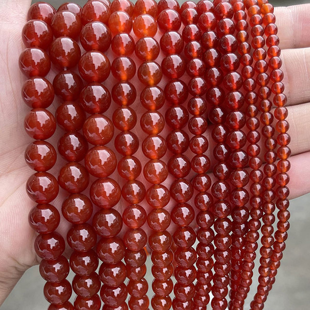Koraliki dystansowe 7A czerwone agaty o naturalnym wyglądzie na naszyjnik bransoletkę DIY - 15 Strand - Wianko - 1