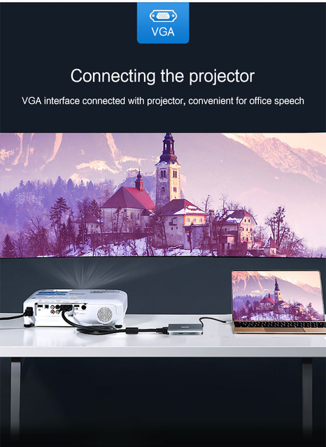 Lenovo USB-C HUB typ C na Multi USB 3.0 HDMI VGA - adapter dock dla MacBook Pro i MateBook, akcesoria do laptopów USB-C z portem Splitter - Wianko - 5