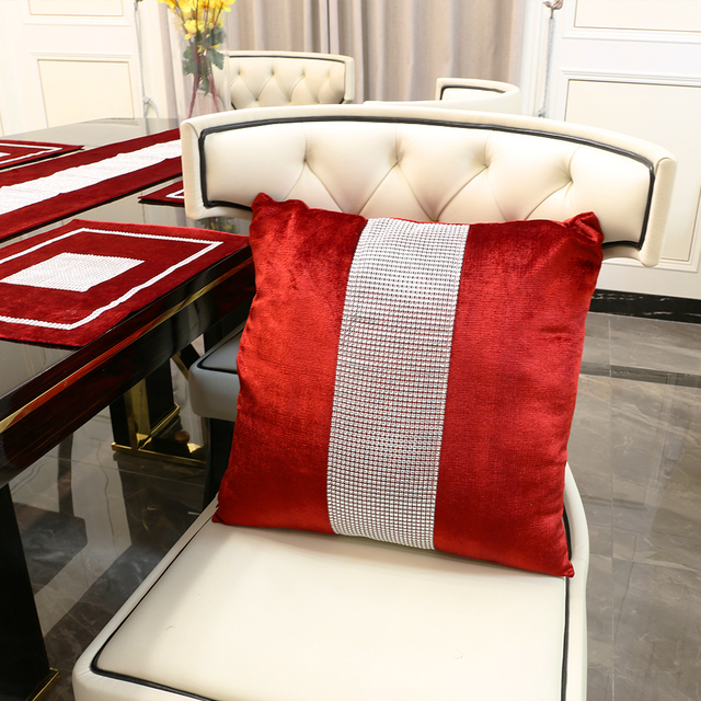 Poszewka na poduszkę 45x45 cm szary/czerwony/beżowy/champagne flanelowa 2-warstwowa ze zdobieniami diamentowymi i cekinami - dekoracja domu, sofa, samochód, stół - Wianko - 20