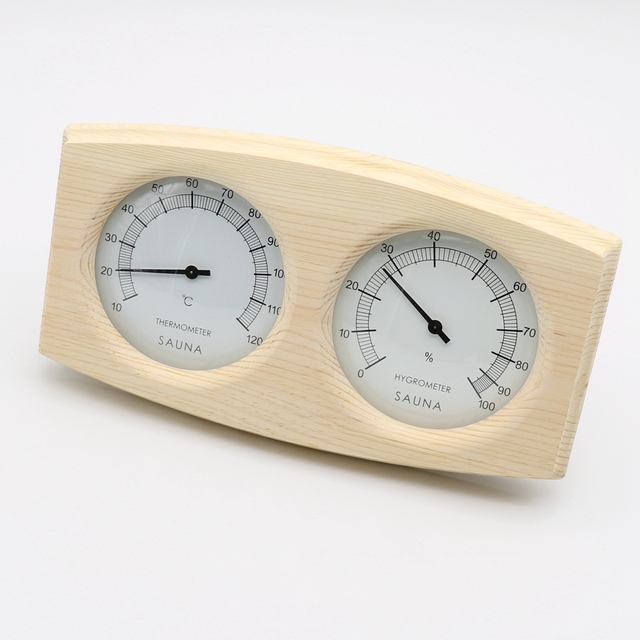 Higrometr termometr do podwójnej sauny drewniany - Wianko - 1