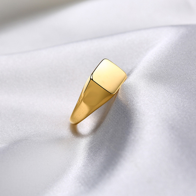 Personalizowany sygnet kwadratowy dla kobiet z wygrawerowanymi inicjałami - delikatny różowy pierścień ze złota - Wianko - 29