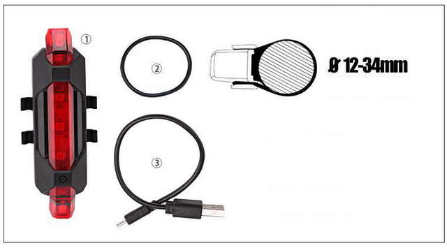 Lampa tylna rowerowa LED USB o 4 trybach, wodoodporna MTB z akumulatorem - Wianko - 8