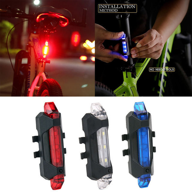 Lampa tylna rowerowa LED USB o 4 trybach, wodoodporna MTB z akumulatorem - Wianko - 4