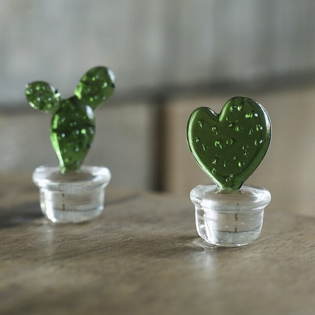 Figurka szklanego kaktusa do dekoracji - soczysty ornament art, szklane rośliny, wystrój stołu - Wianko - 7