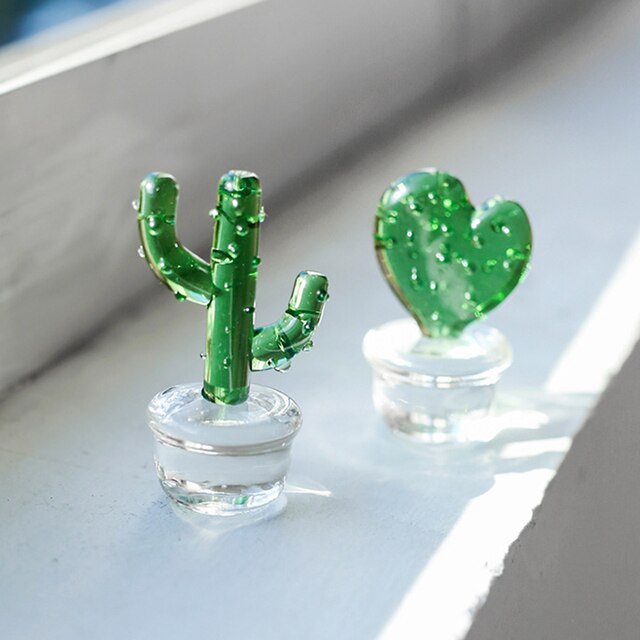 Figurka szklanego kaktusa do dekoracji - soczysty ornament art, szklane rośliny, wystrój stołu - Wianko - 8