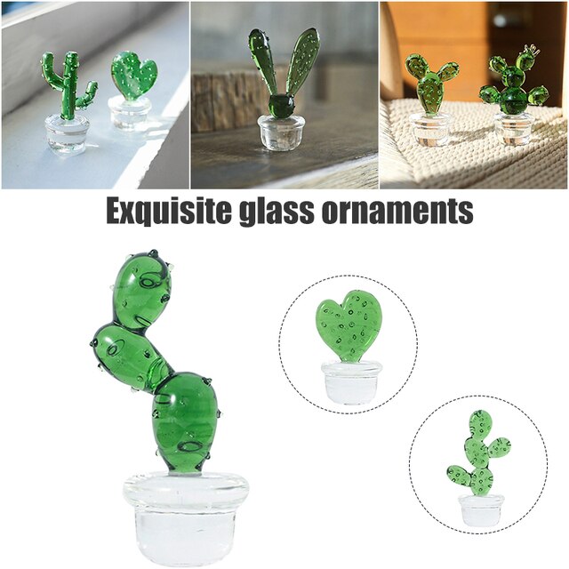 Figurka szklanego kaktusa do dekoracji - soczysty ornament art, szklane rośliny, wystrój stołu - Wianko - 3