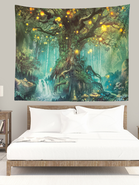 Dekoracyjny gobelin z nadrukiem krajobrazu Magiczne drzewo do domu lub sypialni - 1 szt - Wianko - 7