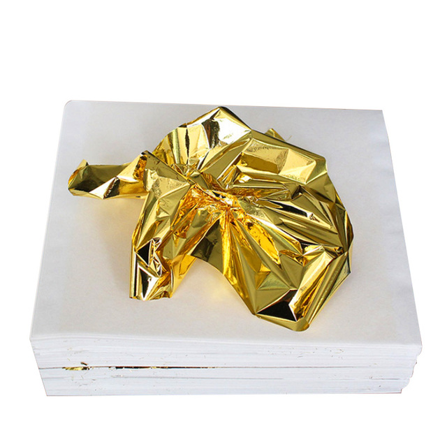 100 arkuszy 8x8.5 cm naklejek artystycznych z imitacją złotej folii - idealne do dekoracji urodzin, wesel, deserów i ciast - Wianko - 5