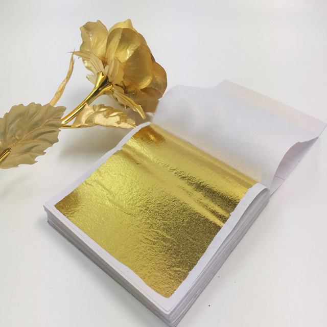 100 arkuszy 8x8.5 cm naklejek artystycznych z imitacją złotej folii - idealne do dekoracji urodzin, wesel, deserów i ciast - Wianko - 4