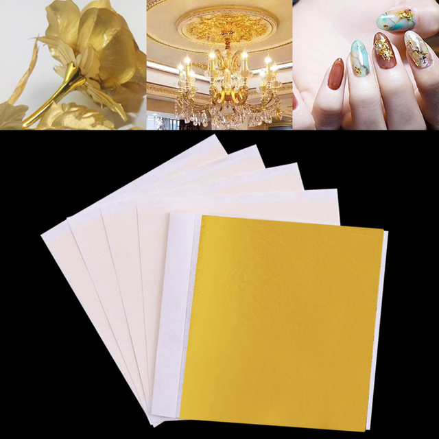 100 arkuszy 8x8.5 cm naklejek artystycznych z imitacją złotej folii - idealne do dekoracji urodzin, wesel, deserów i ciast - Wianko - 3