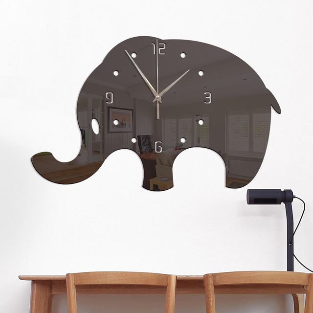 Zegar ścienne dekoracyjny słoń 1 sztuka - nowoczesny design, efekt lustrzanego wykonania, idealny do domu, biura, szkoły - Wianko - 6
