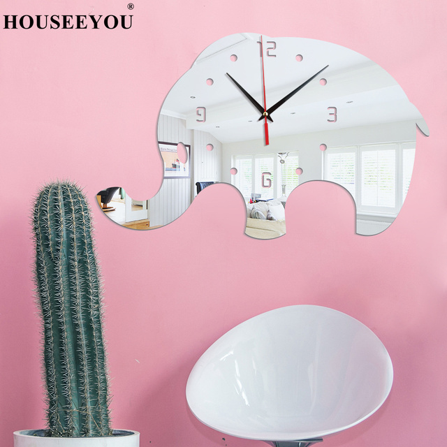 Zegar ścienne dekoracyjny słoń 1 sztuka - nowoczesny design, efekt lustrzanego wykonania, idealny do domu, biura, szkoły - Wianko - 3
