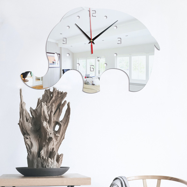 Zegar ścienne dekoracyjny słoń 1 sztuka - nowoczesny design, efekt lustrzanego wykonania, idealny do domu, biura, szkoły - Wianko - 5