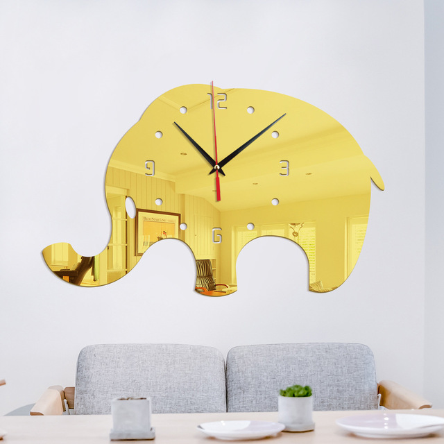 Zegar ścienne dekoracyjny słoń 1 sztuka - nowoczesny design, efekt lustrzanego wykonania, idealny do domu, biura, szkoły - Wianko - 4
