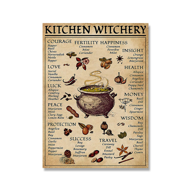 Plakat i druk na płótnie ozdobne Kuchnia Czary Zabawa - artystyczny obraz ściany z czarownicą błogosławiącą - prezenty dla domu - Wianko - 12
