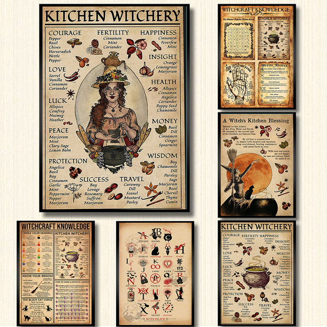 Plakat i druk na płótnie ozdobne Kuchnia Czary Zabawa - artystyczny obraz ściany z czarownicą błogosławiącą - prezenty dla domu - Wianko - 2