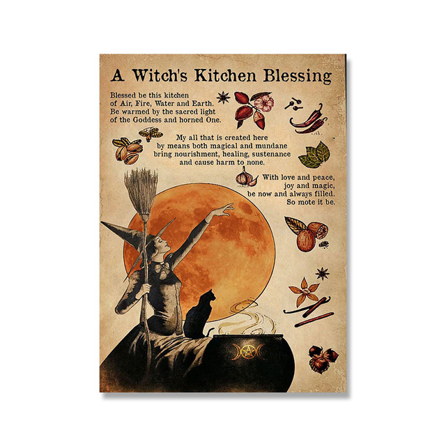 Plakat i druk na płótnie ozdobne Kuchnia Czary Zabawa - artystyczny obraz ściany z czarownicą błogosławiącą - prezenty dla domu - Wianko - 15
