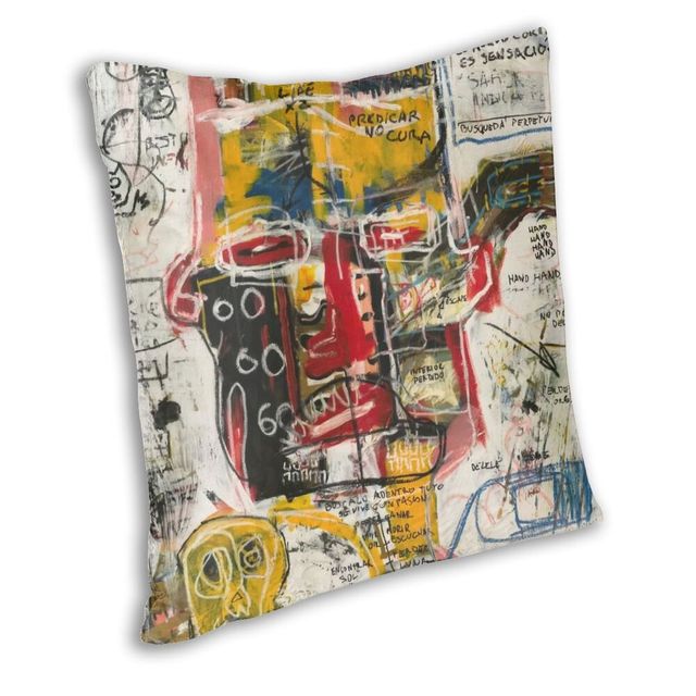 Poszewka na poduszkę Nordic usuń Strefa, dekoracja do domu, grafiti art Jean Michel Basquiat, czaszka, rozmiar 40x40cm - Wianko - 2
