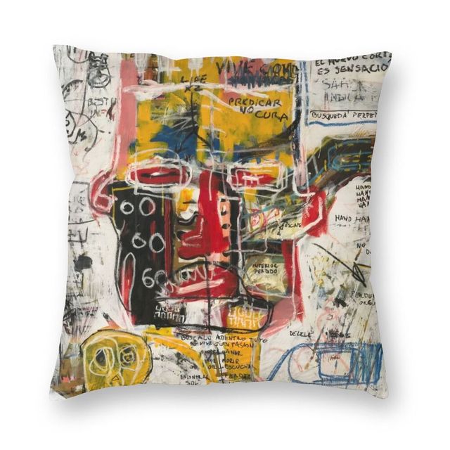 Poszewka na poduszkę Nordic usuń Strefa, dekoracja do domu, grafiti art Jean Michel Basquiat, czaszka, rozmiar 40x40cm - Wianko - 1