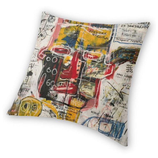 Poszewka na poduszkę Nordic usuń Strefa, dekoracja do domu, grafiti art Jean Michel Basquiat, czaszka, rozmiar 40x40cm - Wianko - 3