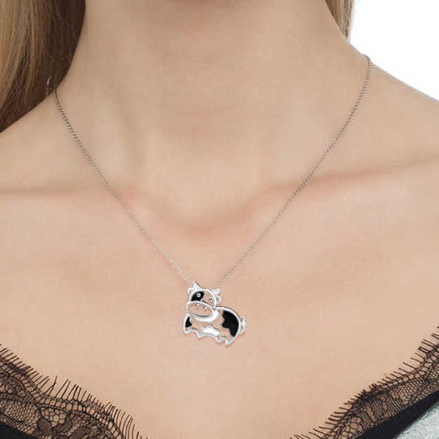 Naszyjnik wisiorek 925 srebro Krowa z motywem zwierzęcym dla dziewczynek - Wianko - 19