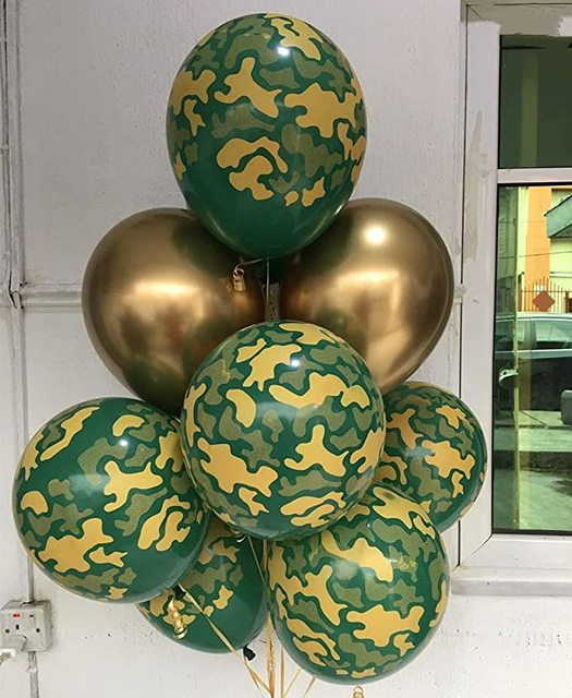 30 sztuk zielonych lateksowych balonów Camo do celów wojskowych, dekoracja imprezy tematycznej dla chłopców i dzieci - Wianko - 1