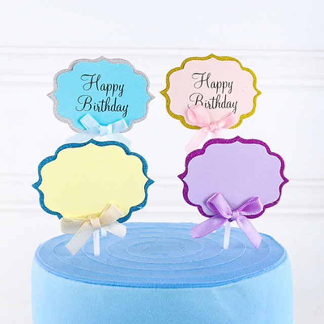 Narzędzie DIY do dekoracji urodzinowego ciasta - karta z możliwością pisania błogosławieństw, dwuwarstwowa kokarda, wtyczka, papierowa - Wianko - 1