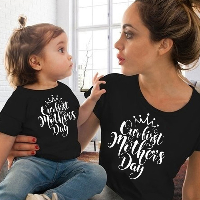 1 sztuka Pasujący T-shirt dla mamy i dziecka - Nasz pierwszy Dzień Matki, dla chłopców i dziewczynek, rodzinna moda - Wianko - 22