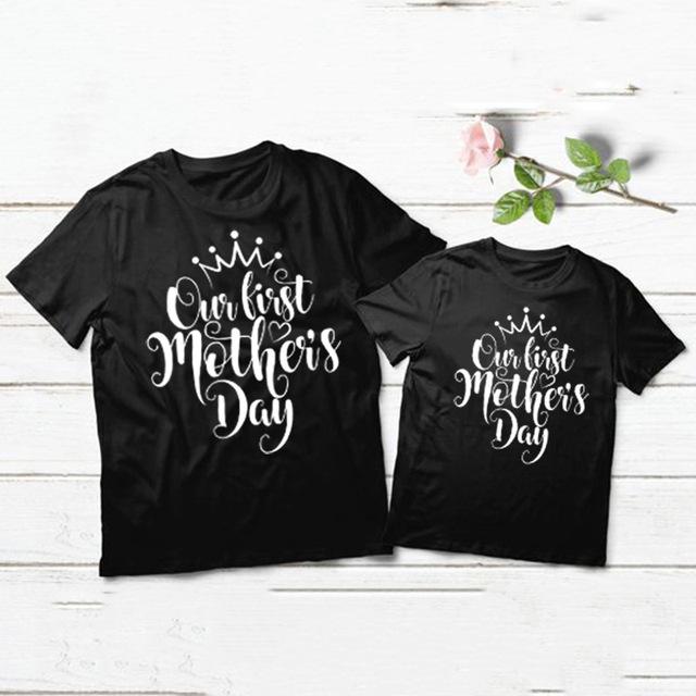 1 sztuka Pasujący T-shirt dla mamy i dziecka - Nasz pierwszy Dzień Matki, dla chłopców i dziewczynek, rodzinna moda - Wianko - 23