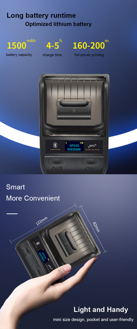 Przenośna ręczna drukarka termiczna do etykiet i pokwitowań z Bluetooth, NFC i kodami QR, w zestawie 10 kolorowych rolek, do druku etykiet kablowych - Wianko - 6