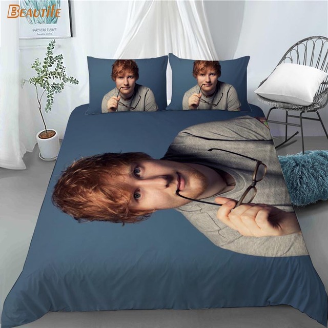 Zestaw pościeli 3 sztuki Ed Sheeran - poszewki na poduszki, wyjątkowa moda do sypialni - Wianko - 2