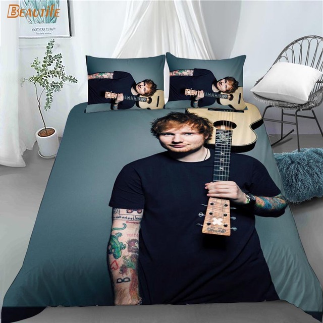 Zestaw pościeli 3 sztuki Ed Sheeran - poszewki na poduszki, wyjątkowa moda do sypialni - Wianko - 8