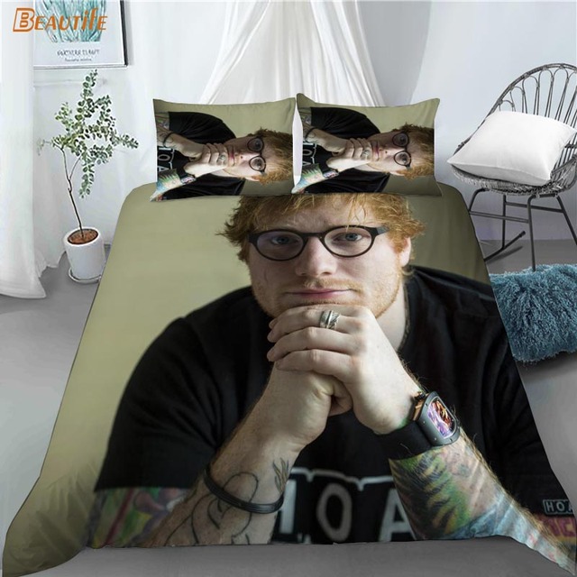 Zestaw pościeli 3 sztuki Ed Sheeran - poszewki na poduszki, wyjątkowa moda do sypialni - Wianko - 4