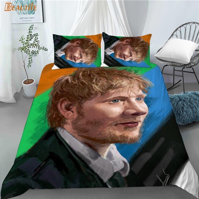 Zestaw pościeli 3 sztuki Ed Sheeran - poszewki na poduszki, wyjątkowa moda do sypialni - Wianko - 5