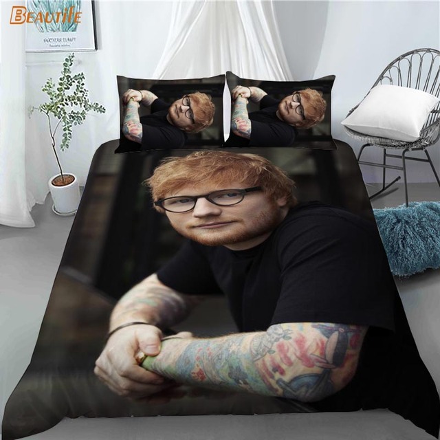 Zestaw pościeli 3 sztuki Ed Sheeran - poszewki na poduszki, wyjątkowa moda do sypialni - Wianko - 3